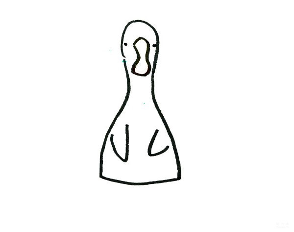 Learn to draw a simple drawing, a little duck on the front