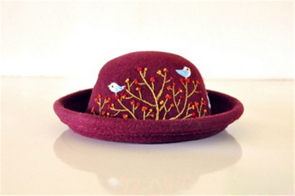 Creative handmade DIY embroidery of beautiful scenery on hat