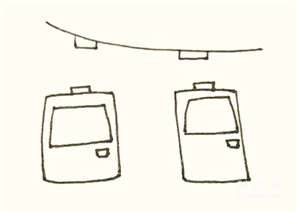 Simple sketch of cable car transportation 2