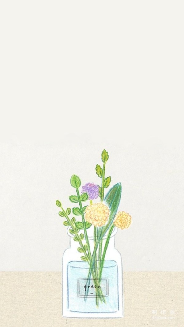 Flowers and grass small illustration simple drawing picture steps