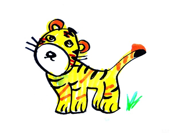 Learn to draw simple drawings of cute little tigers