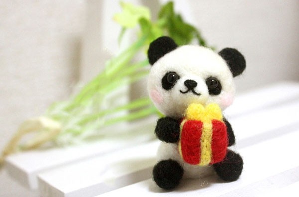 DIY handmade wool felt cute panda expression packs for festivals, birthdays and lucky days