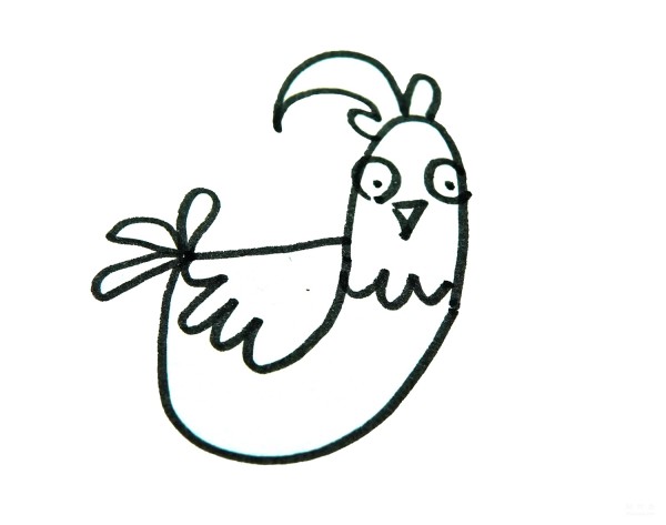 Learn to draw a simple drawing of a proud big rooster