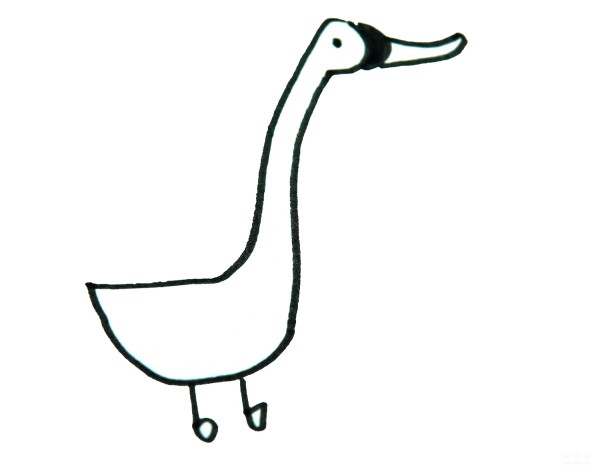 Learn to draw simple drawings, duck with long neck