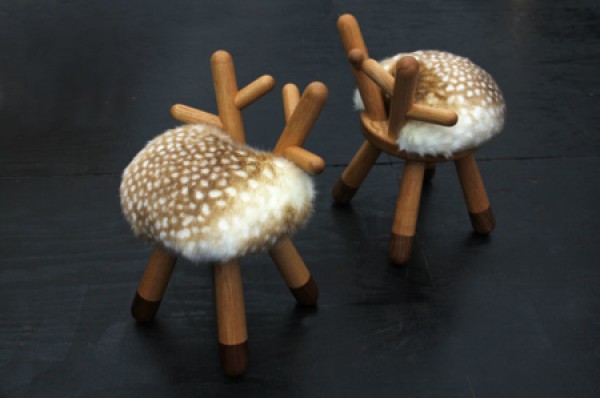 Super cute furry deer stool