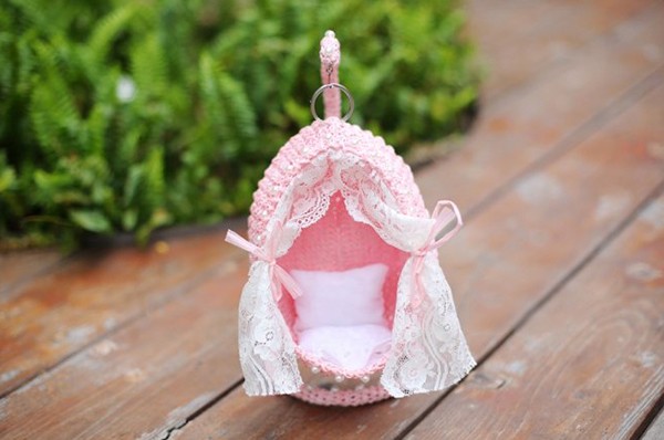 Mini handmade DIY crochet elegant small hanging basket