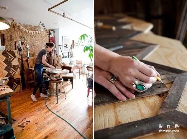 She is the most beautiful carpenter, turning piles of scrap wood into hot works of art