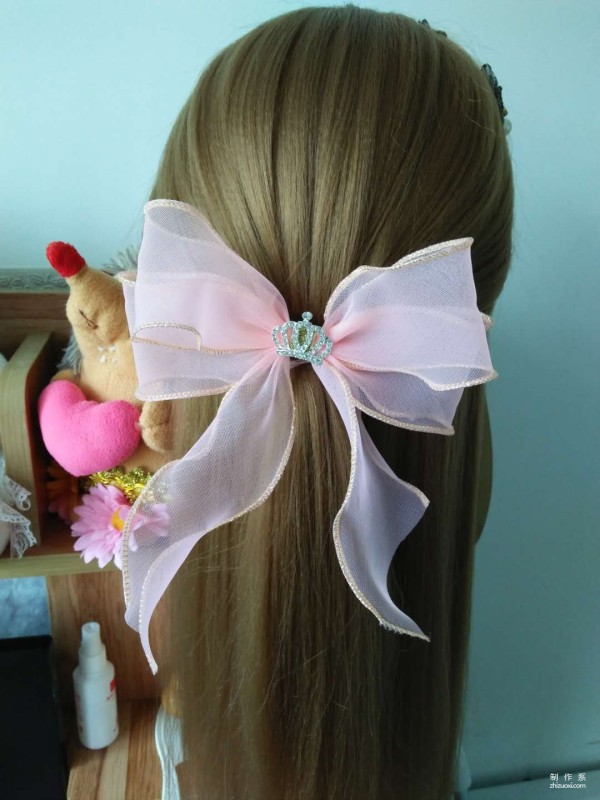 Hand-made beautiful head flowers with ribbons, a super fairy bow hairtail clip made of snow gauze material and a hand-made method for hairpins and hair accessories