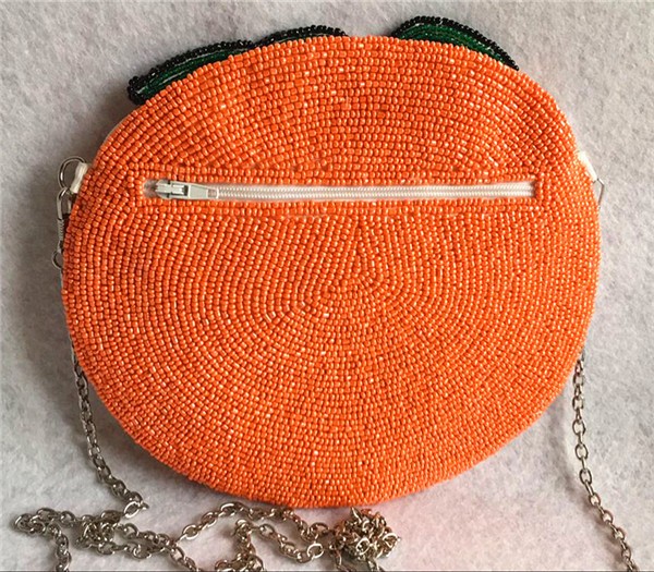 Beaded handmade DIY cute little orange cartoon crossbody bag