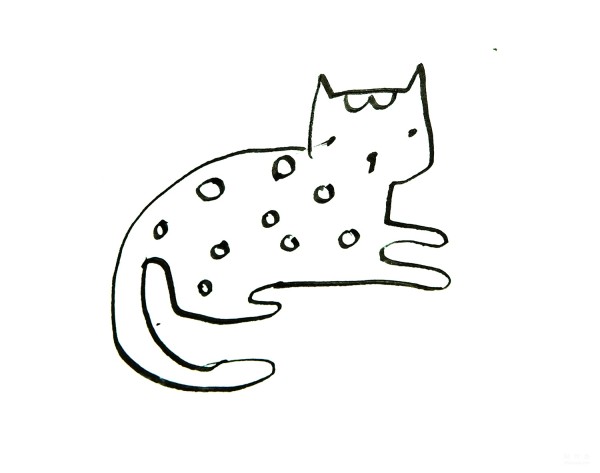 Learn to draw simple strokes, leopard print kitten