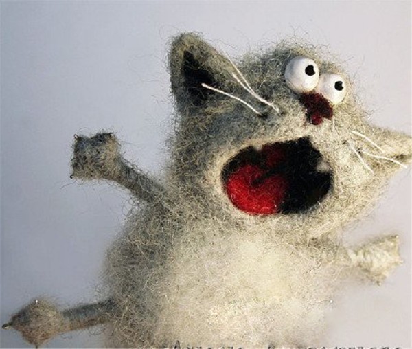 Lively and funny handmade wool felt creative DIY cartoon cat works