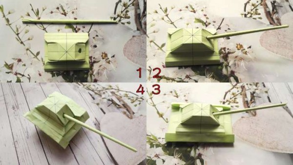 Handmade origami tutorial teaches you how to make a three-dimensional origami tank