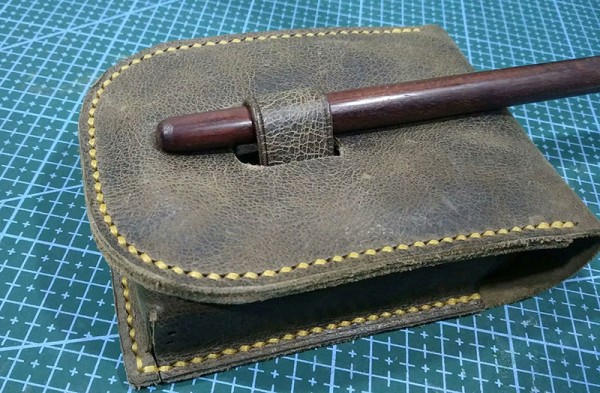 Mahogany buckle storage bag, from leather friends who know carpentry