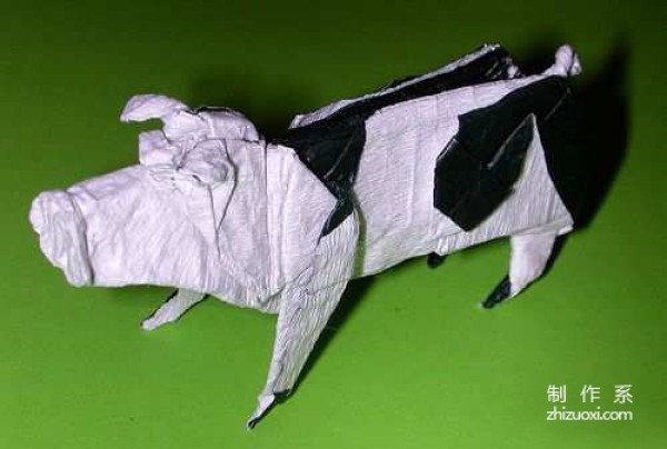 Paper art hand-making tutorial, animal origami, spotted pig, hand-made origami illustrated tutorial