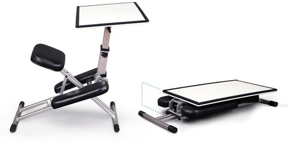 Folding desk that allows you to sit easily