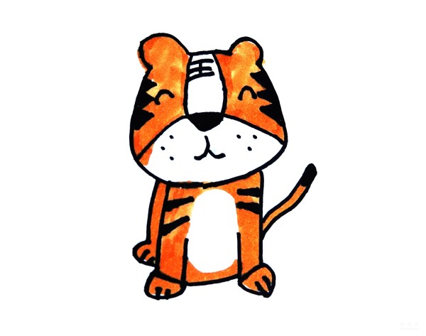 Learn to draw simple drawings, cute big tigers