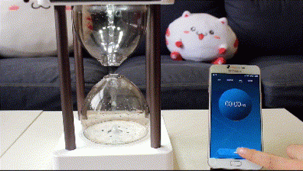 A very stylish hourglass-shaped air purifier