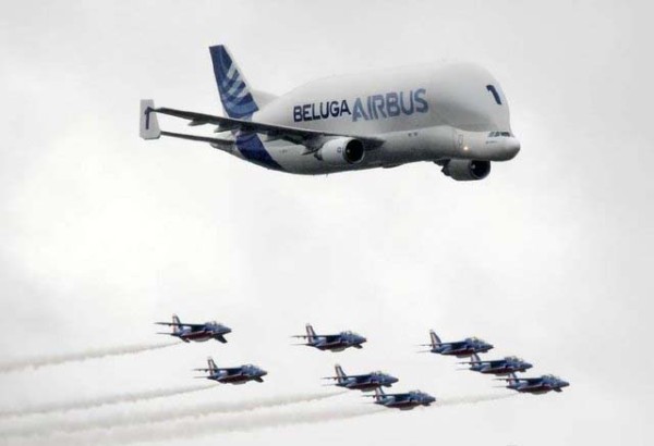 The super-giant transport plane known as the Great White Whale can swallow a Boeing passenger plane