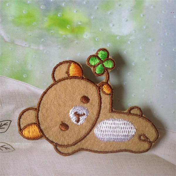 Handmade DIY four cute little brown bears series cartoon embroidery cloth stickers