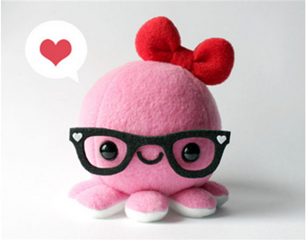 Cute little octopus with glasses made by DIY from Poke Le’s handmade wool felt