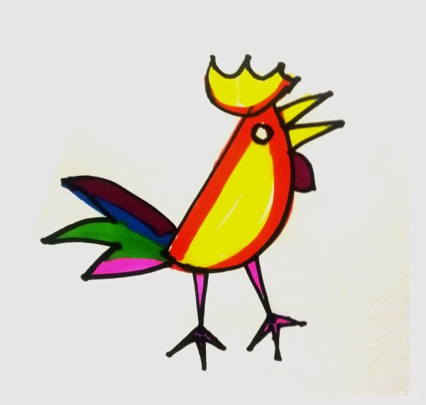 Learn to draw, cartoon big rooster