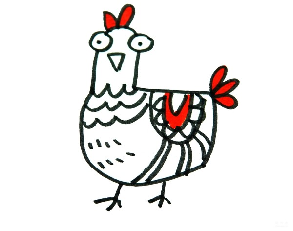 Learn to draw simple strokes, tutorial on how to draw a little rooster