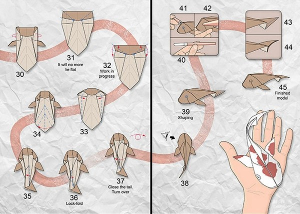 Handmade origami art tutorial, Riccardo Foschi Koi diagrams carp handmade origami diagram tutorial