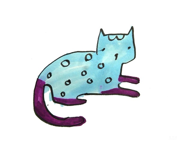 Learn to draw simple strokes, leopard print kitten