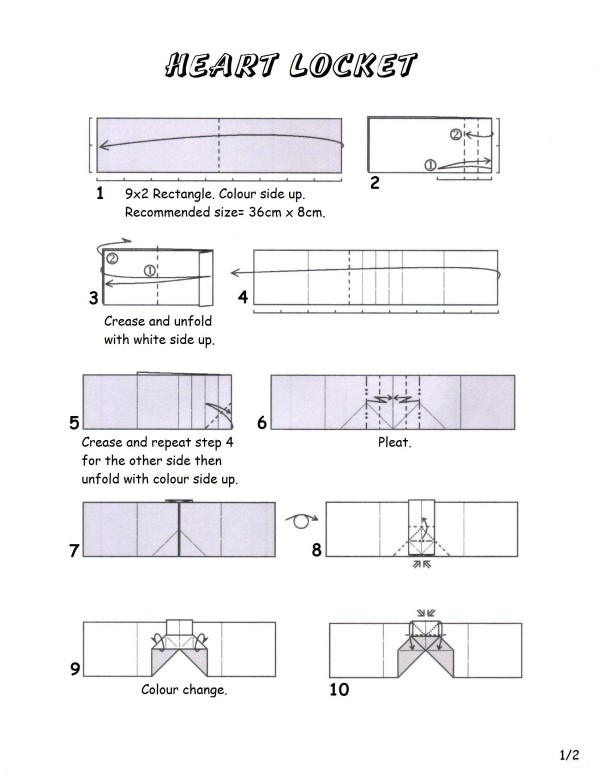 Origami handmade tutorial, Francis Ow Heart Locket handmade origami drawing tutorial