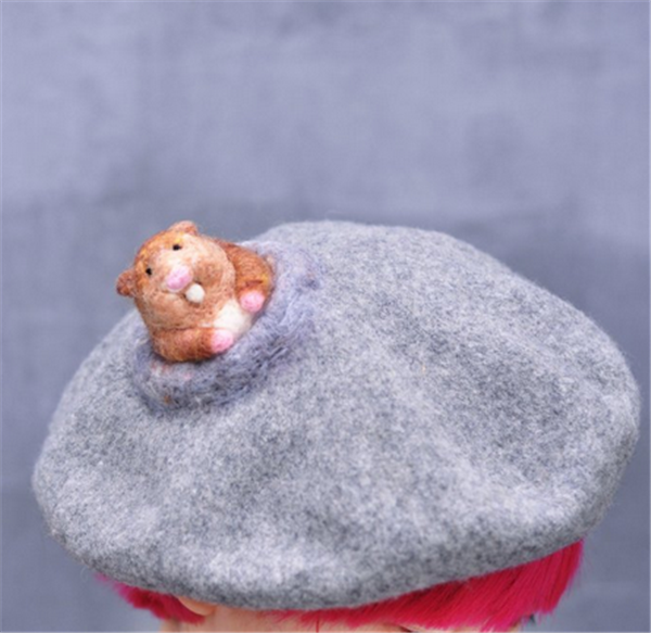 Three cute little animal hats creatively made from handmade wool felt DIY