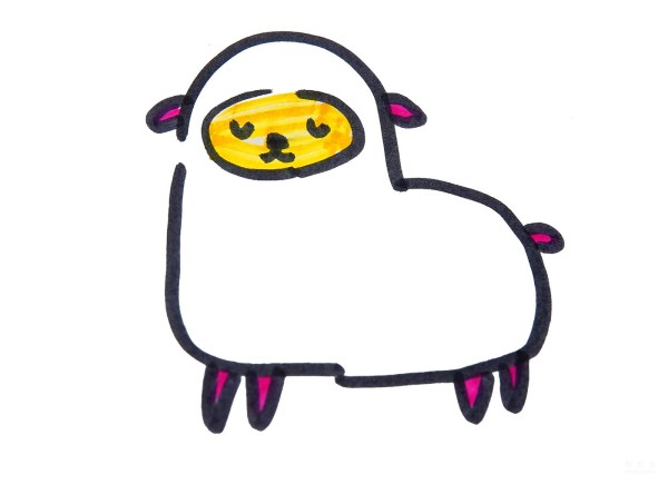 Learn to draw simple strokes, tutorial on how to draw a cute little sheep