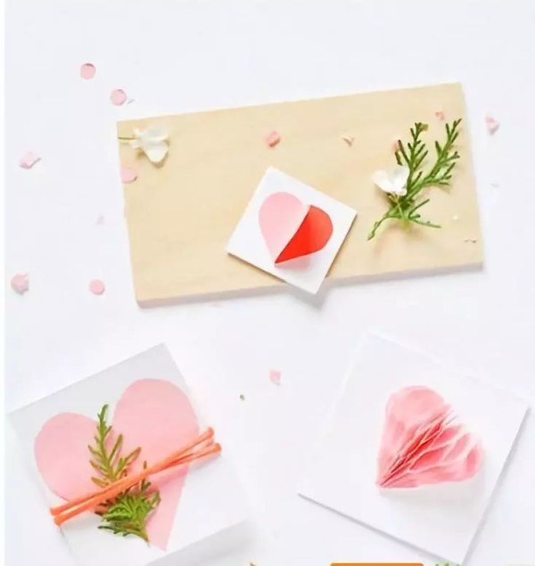 Simple and beautiful handmade method of combining Chinese Valentines Day greeting cards