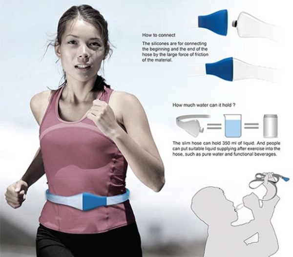 Practical design: water bottle on belt