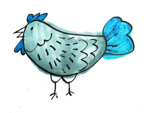 Learn to draw simple strokes, hand-painted little rooster