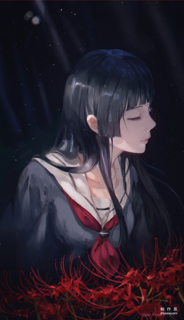 HD illustration of a shy and sweet 2D girl