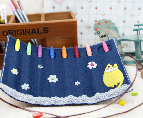 DIY handmade non-woven little cat pencil bag