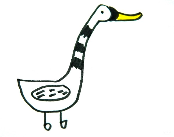 Learn to draw simple drawings, duck with long neck