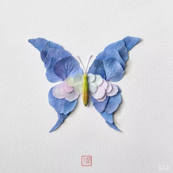 Make an insect world out of petals and leaves