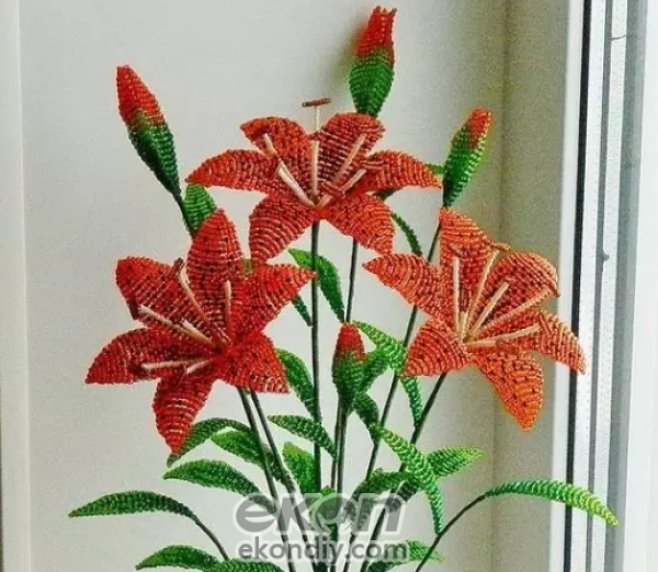 DIY handmade shop shares beads to make a pot of beaded flowers, so beautiful that no one has friends