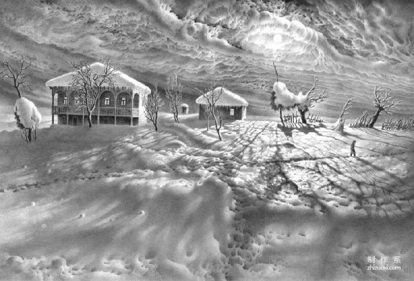 He has been drawing snow with pencil for 61 years, making the snow come alive