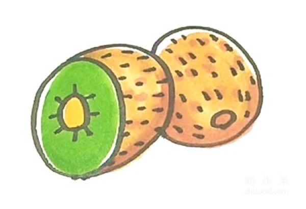 Learn to draw simple strokes, fruit kiwi