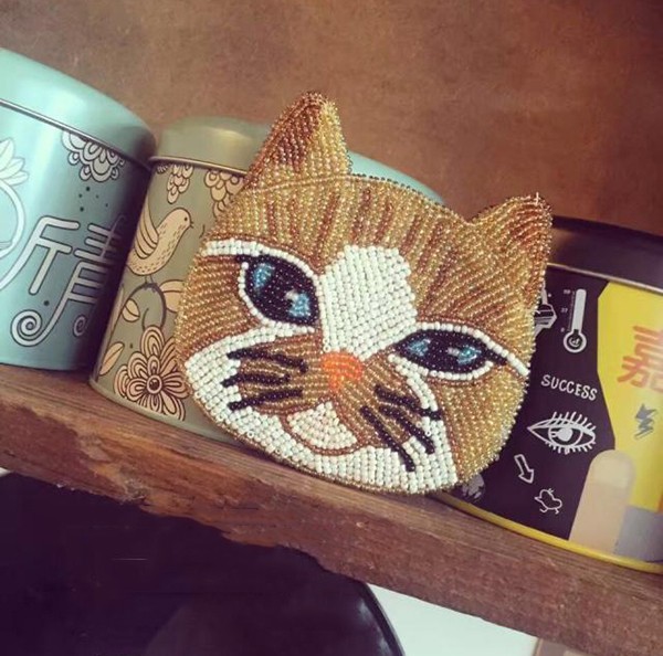 Creative handmade DIY beaded cute kitten cat coin purse