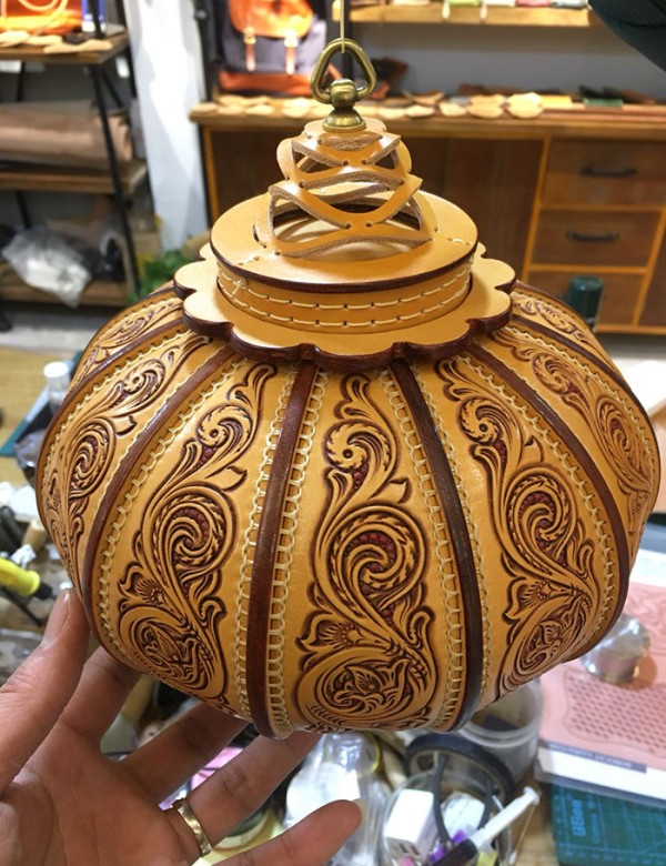 Leather carving lantern