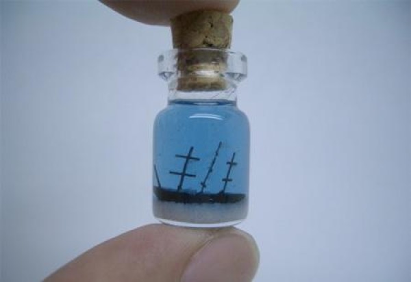 Small glass bottle pocket scene