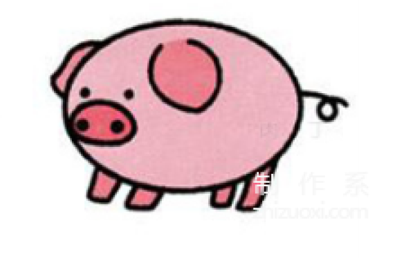 Learn to draw simple strokes, pink pig