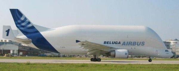 The super-giant transport plane known as the Great White Whale can swallow a Boeing passenger plane