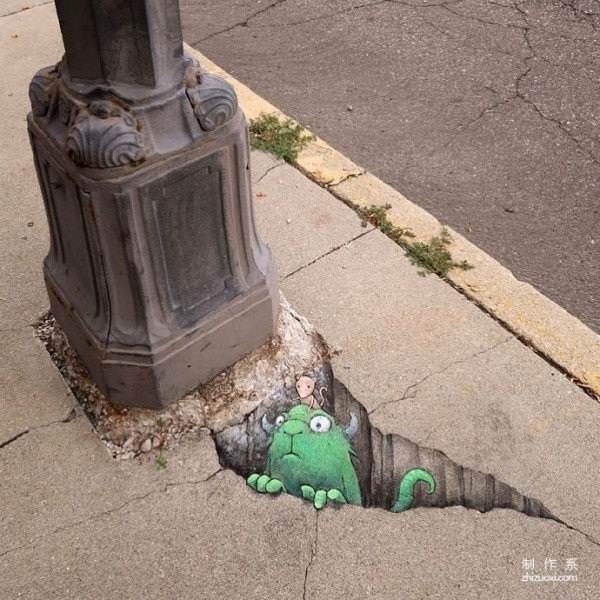 Super creative chalk graffiti~ | Artist David Zinn