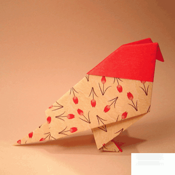 How to fold a flying bird, illustrated manual origami tutorial of a flying bird