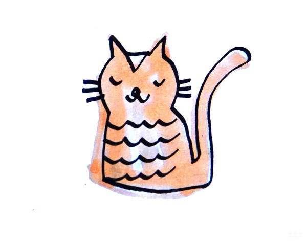 Learn to draw simple drawings, simple drawings of patterned cats