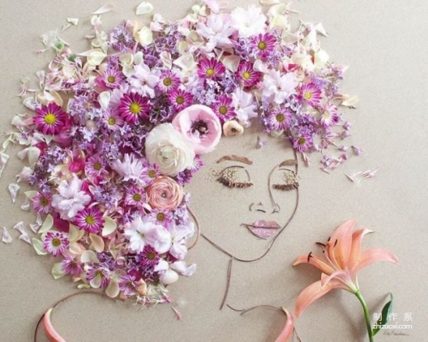 Artist Vicki Rawlins creates portraits using branches and flowers